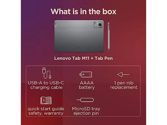 Tablet Lenovo Tab M11 - 11" WUXGA, 128 GB, 4 GB RAM, MediaTek Helio G88, gris, incluye Pen