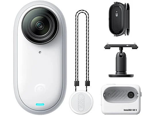 Cámara de acción Insta360 GO 3 (128GB) - 2.7K, Estabilización Tipo Gimbal, Action Pod con Pantalla Táctil, Blanco