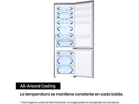 Frigorífico Combi Samsung RB38C605DS9/EF - 390L, 203 cm Alto, No Frost, All Around Cooling, Inox