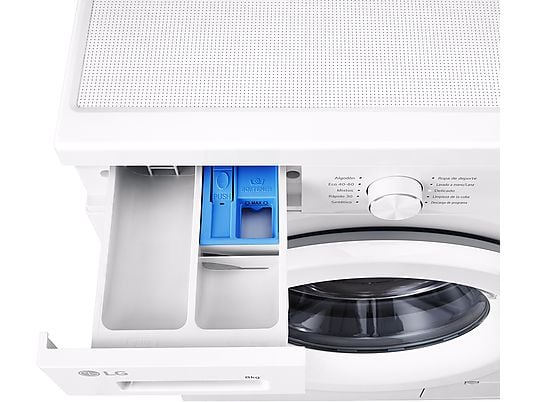 Lavadora LG F4X1008NWH - 8 kg, 1400 rpm, AI Direct Drive™, Steam™, ThinQ™, Blanco Marfil