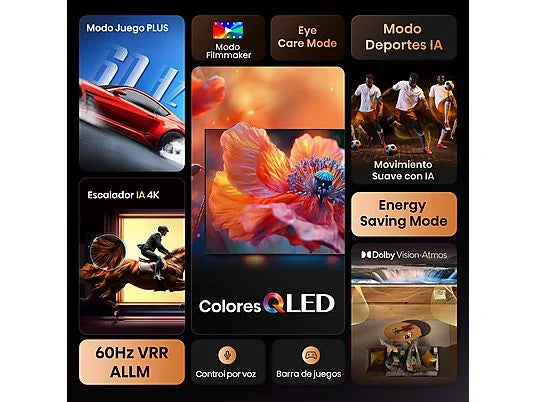 Hisense TV QLED 50" 4K UHD (50E7Q) con IA 4K Upscaler, Modo Juego Plus y Sensor de Luz - Color Negro