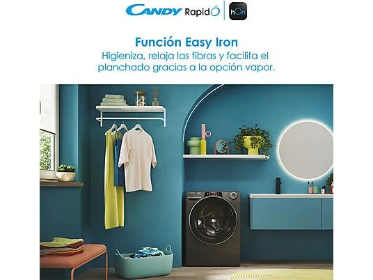 Lavadora Candy RapidÓ RO1484DWMCRT/1-S - 8 kg, 1400 rpm, Clase A, Motor Inverter, Wi-Fi, Antracita