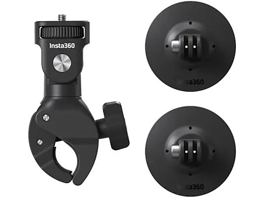 Kit de Montaje en Moto Insta360 - CINSAAVY, Incluye Abrazadera y Adhesivos Flexibles, Negro