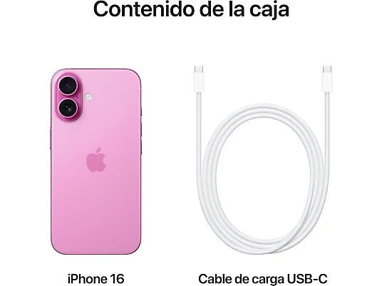 Apple iPhone 16 (128 GB) en Rosa con 5G, pantalla 6.1" Super Retina XDR, y Chip A18 Bionic