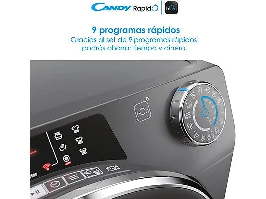 Lavadora Candy RapidÓ RO1484DWMCRT/1-S - 8 kg, 1400 rpm, Clase A, Motor Inverter, Wi-Fi, Antracita