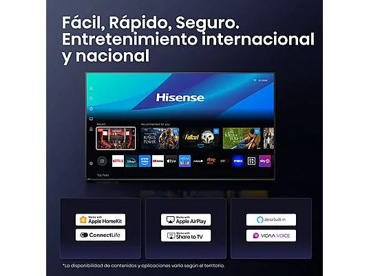 Hisense TV QLED 55" 4K UHD (55E7Q) con IA 4K Upscaler, Modo Juego Plus y Sensor de Luz - Color Negro