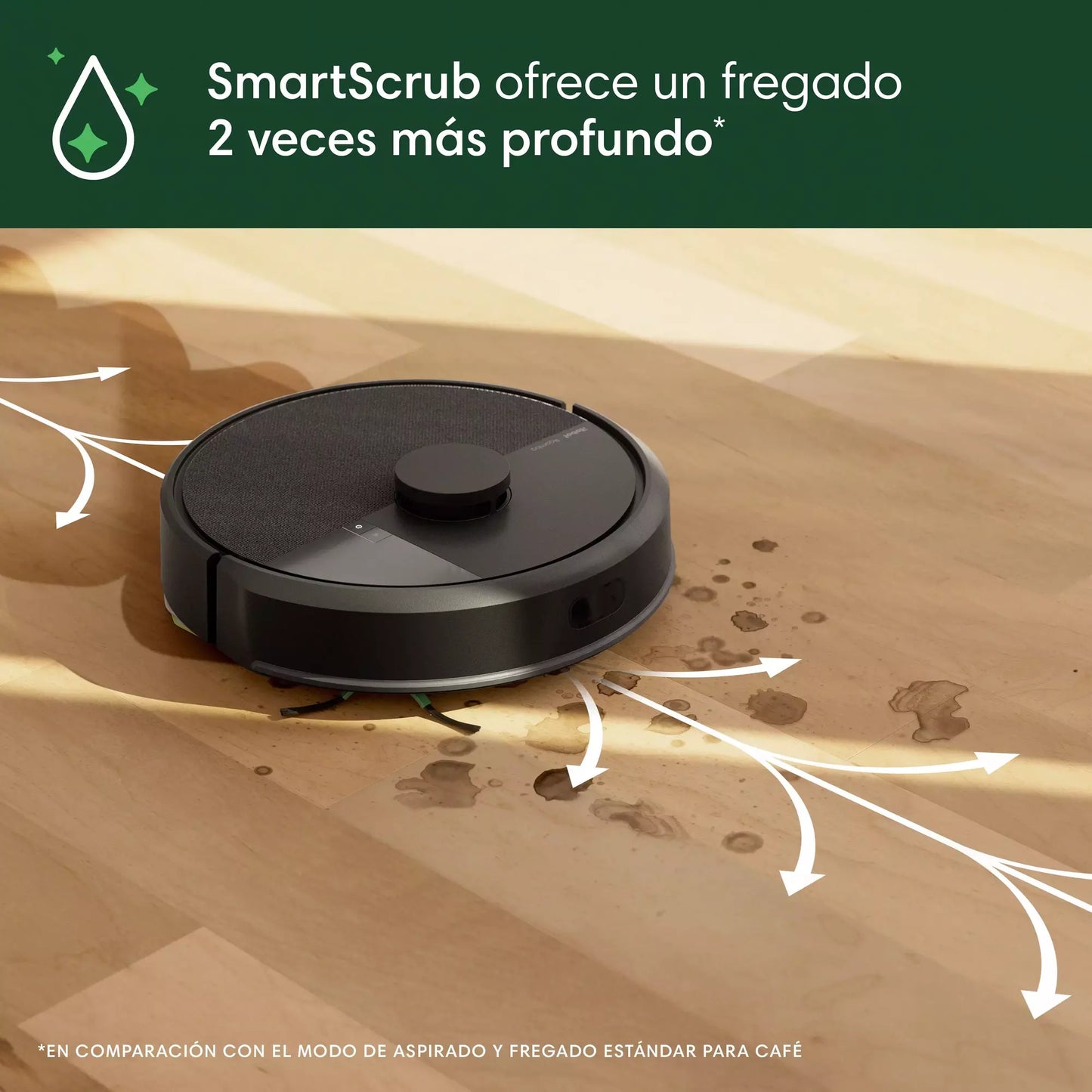 Robot Aspirador y Fregasuelos Roomba® 105 Combo - Navegación LiDAR, Detección de Alfombras, 2 en 1, App, Negro