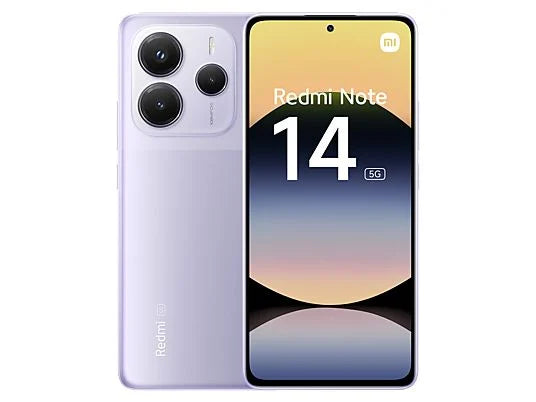 Xiaomi Redmi Note 14 5G (256GB) en Morado Lavanda con pantalla 6.67" AMOLED FHD+, 8GB RAM, procesador MediaTek Dimensity 7025-Ultra y batería de 5110 mAh