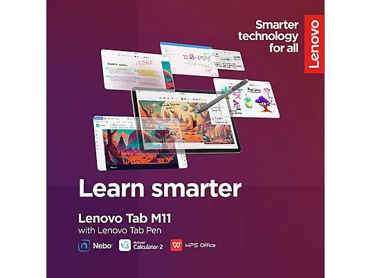 Tablet Lenovo Tab M11 - 11" WUXGA, 128 GB, 8 GB RAM, MediaTek Helio G88, gris, incluye funda y lápiz