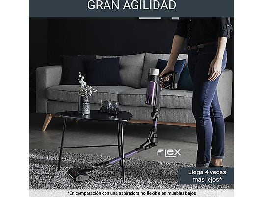 Aspirador Escoba Rowenta X-Force Flex 9.60 Allergy RH2039WO - Sin Cable, 100 AW, 45 min, Filtración 99,9%, Púrpura