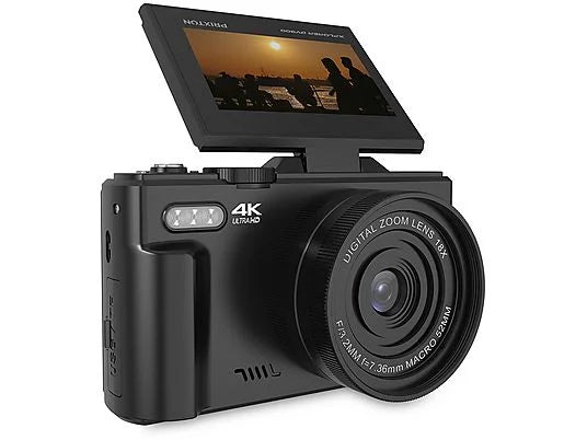 Cámara digital Prixton Xplorer DV900 - 64MP, 4K, Pantalla Giratoria 3" IPS, Zoom Óptico 4X, WiFi, Negro