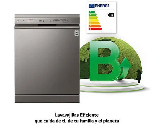 Lavavajillas LG DF365FPS - 60 cm, 14 servicios, 10 programas, QuadWash™, vapor, acero inoxidable