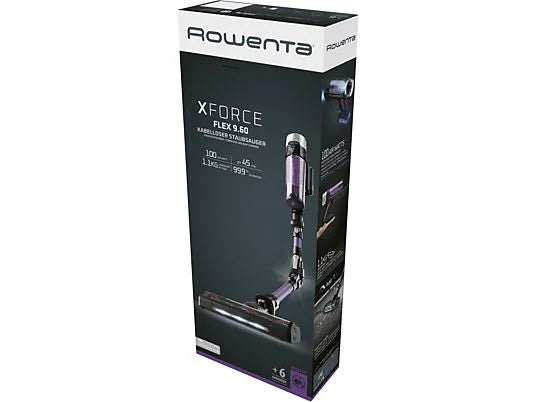 Aspirador Escoba Rowenta X-Force Flex 9.60 Allergy RH2039WO - Sin Cable, 100 AW, 45 min, Filtración 99,9%, Púrpura