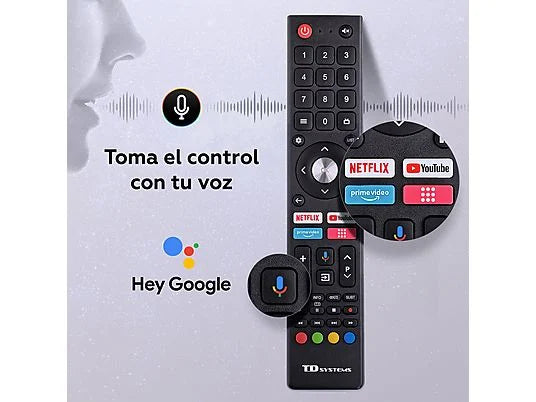 TD SYSTEMS TV DLED 43" 4K UHD (M43C21GLE) con Smart TV, Google TV, y Control por Voz (Hey Google) - Color Negro