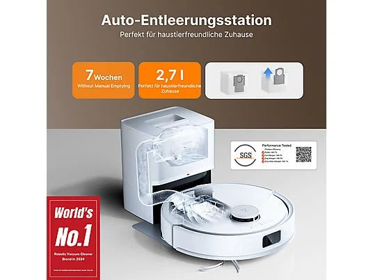 Robot Aspirador y Fregasuelos ROBOROCK Q10 PF+ - 10000 Pa, Base de Vaciado Automático, 150 min, Cepillos Dobles, Blanco