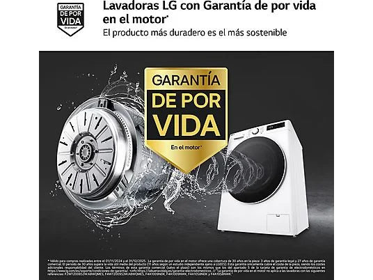 Lavadora LG F4WR6010A0W Serie 600 - 10 kg, 1400 rpm, Clase A, AI Direct Drive™, Blanco
