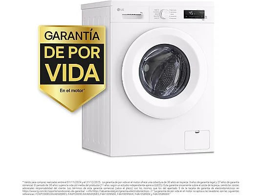 Lavadora LG F4X1008NWH - 8 kg, 1400 rpm, AI Direct Drive™, Steam™, ThinQ™, Blanco Marfil