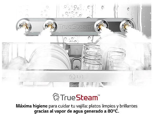 Lavavajillas LG DF365FPS - 60 cm, 14 servicios, 10 programas, QuadWash™, vapor, acero inoxidable
