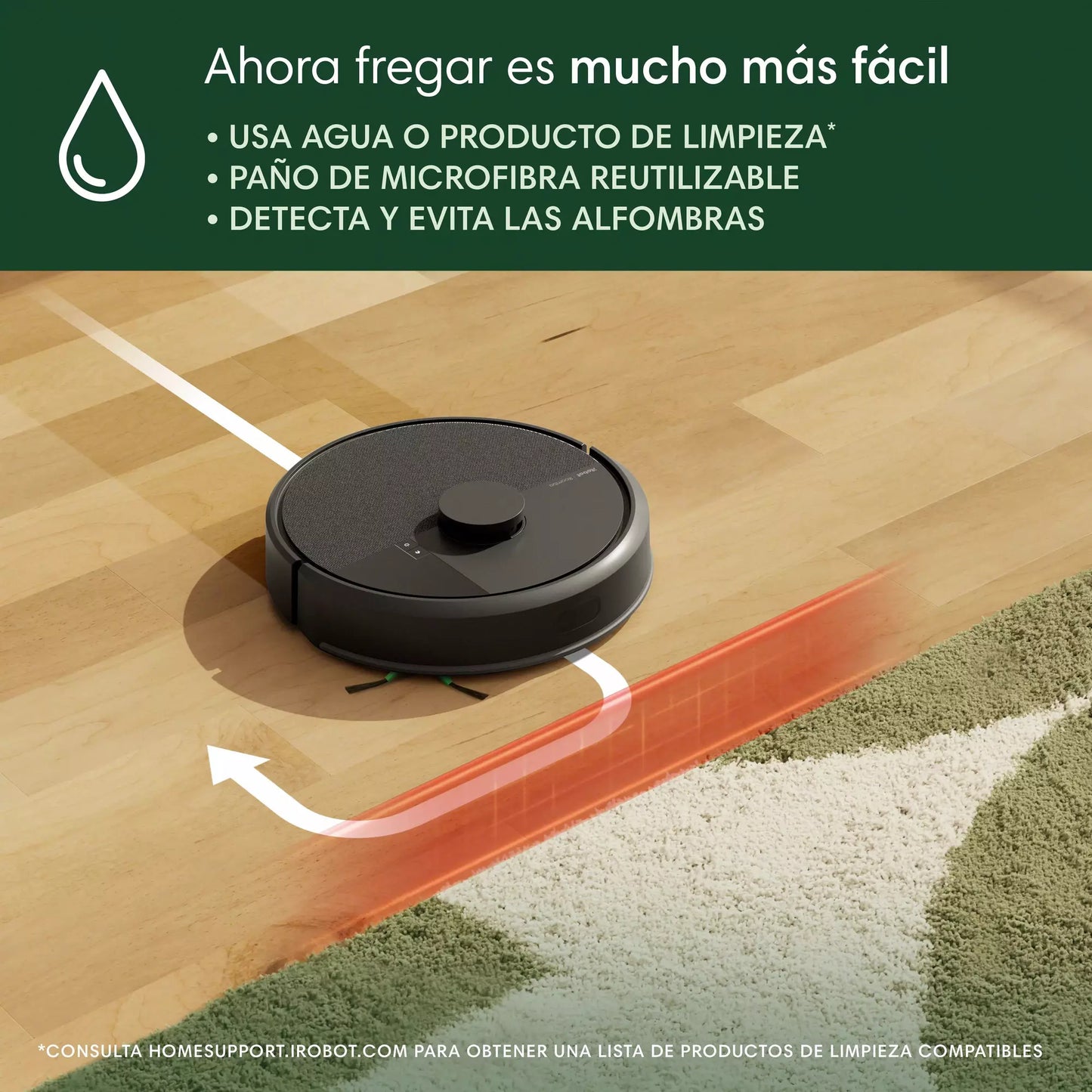 Robot Aspirador y Fregasuelos Roomba® 105 Combo - Navegación LiDAR, Detección de Alfombras, 2 en 1, App, Negro