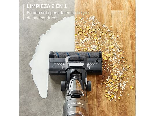 Fregona Eléctrica Inalámbrica Rowenta X-Clean 4 GZ5035 - Aspira y Friega, 50 min, Autolimpieza, 200 W, Gris