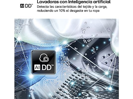 Lavadora LG F4X1008NWH - 8 kg, 1400 rpm, AI Direct Drive™, Steam™, ThinQ™, Blanco Marfil