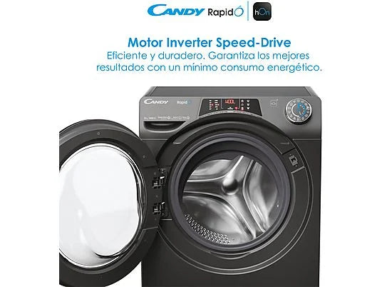 Lavadora Candy RapidÓ RO1484DWMCRT/1-S - 8 kg, 1400 rpm, Clase A, Motor Inverter, Wi-Fi, Antracita