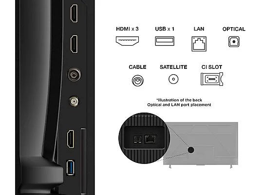 TCL 55P6K - Televisor LED 55" 4K UHD, Smart TV, AiPQ, 60 Hz, Negro