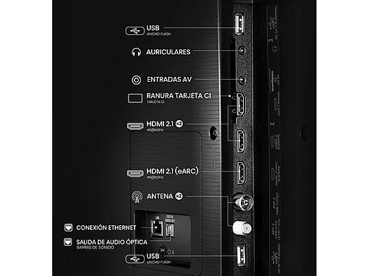 Hisense TV LED 65" 4K UHD (65A6Q) con IA 4K Upscaler, Modo Juego Plus y Control por Voz - Color Negro