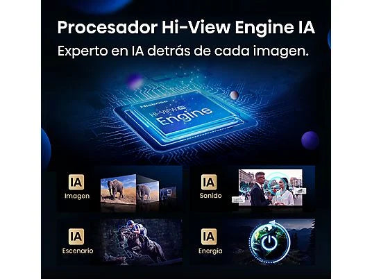 Hisense TV Mini LED 50" 4K UHD (50E8Q) con 144 Hz, Hi-View Engine, Subwoofer Integrado y Escalador HDR IA - Color Negro
