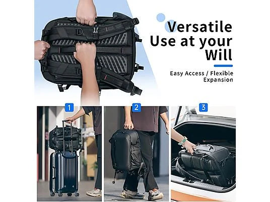Mochila para cámara ULANZI BP09 - 22L, Soporte Trípode, Portátil 16", Acceso Rápido, Impermeable, Negro