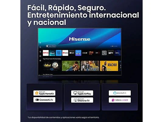 Hisense TV LED 43" 4K UHD (43A6Q) con IA 4K Upscaler, Modo Juego Plus, y Control por Voz - Color Negro