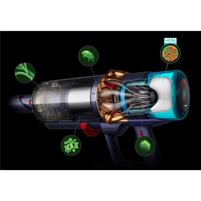 Aspiradora Dyson Gen5 Detect Absolute - Sin Cable, 280 AW, 70 min, Filtración HEPA, Azul/Cobre