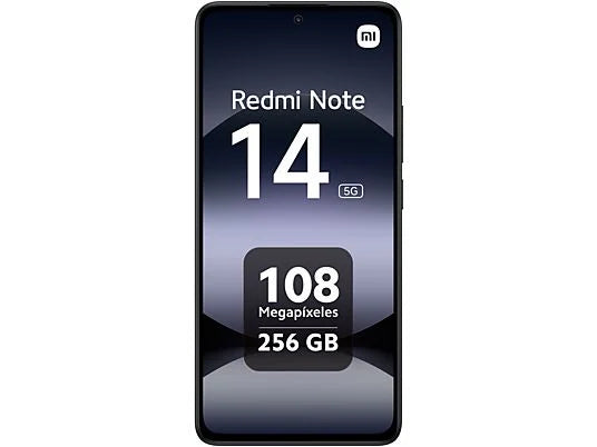 Xiaomi Redmi Note 14 5G (256GB) en Negro Medianoche con pantalla 6.67" AMOLED FHD+, 8GB de RAM, procesador MediaTek Dimensity 7025-Ultra y batería de 5110 mAh