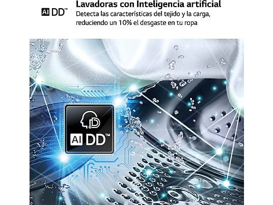 Lavadora LG F4WR9009A2W Serie 900 - 9 kg, 1400 rpm, AI Direct Drive™, TurboWash™360˚, Blanco