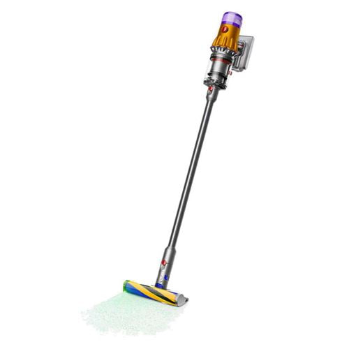 Aspiradora Escoba Dyson V12 Detect Slim Absolute - Sin Cable, 150 AW, 60 min Autonomía, Tecnología Láser, Amarillo/Níquel