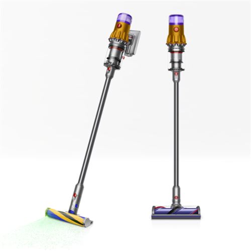 Aspiradora Escoba Dyson V12 Detect Slim Absolute - Sin Cable, 150 AW, 60 min Autonomía, Tecnología Láser, Amarillo/Níquel