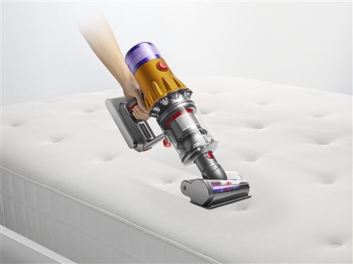 Aspiradora Escoba Dyson V12 Detect Slim Absolute - Sin Cable, 150 AW, 60 min Autonomía, Tecnología Láser, Amarillo/Níquel