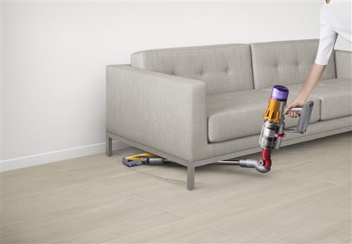Aspiradora Escoba Dyson V12 Detect Slim Absolute - Sin Cable, 150 AW, 60 min Autonomía, Tecnología Láser, Amarillo/Níquel