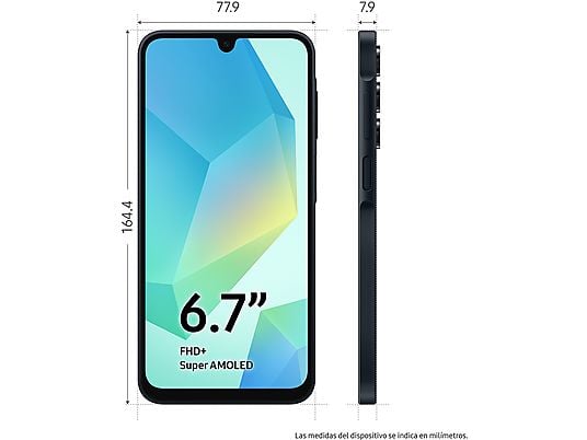 SAMSUNG Galaxy A16 LTE (256 GB) en Negro con 8 GB de RAM, pantalla Super AMOLED FHD+ de 6.7", procesador MediaTek Helio G99 Octa-core, y batería de 5000 mAh