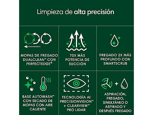 Robot Aspirador y Fregasuelos iRobot Roomba Plus 505 Combo - Base AutoWash, IA, Navegación LiDAR, Negro
