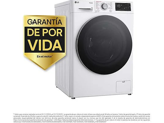 Lavadora LG F4WR5509A1W Serie 550 - 9 kg, 1400 rpm, AI Direct Drive™, Autodosificador, Blanco