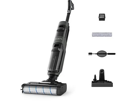 Fregona Eléctrica Inalámbrica Rowenta X-Clean 4 GZ5035 - Aspira y Friega, 50 min, Autolimpieza, 200 W, Gris