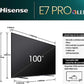 Hisense TV QLED 100" (100E7NQ Pro) con 144Hz, Dolby Vision IQ, Dolby Atmos, y Subwoofer Integrado - Color Negro