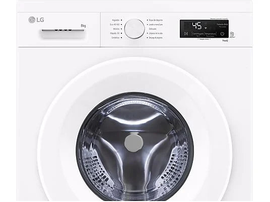 Lavadora LG F4X1008NWH - 8 kg, 1400 rpm, AI Direct Drive™, Steam™, ThinQ™, Blanco Marfil