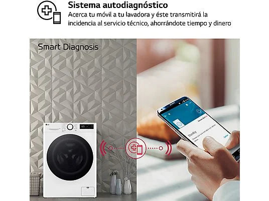 Lavadora LG F4WR6010A0W Serie 600 - 10 kg, 1400 rpm, Clase A, AI Direct Drive™, Blanco