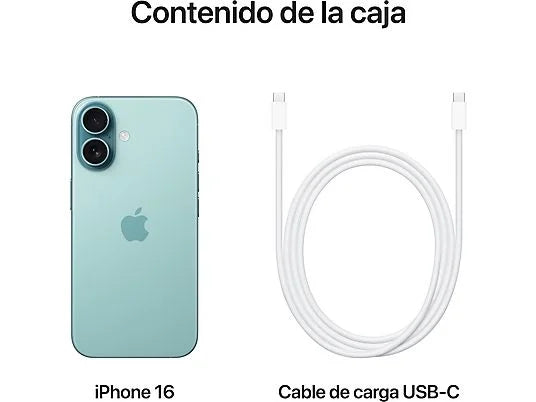 Apple iPhone 16 (128 GB) en Verde Azulado con 5G, pantalla 6.1" Super Retina XDR, y Chip A18 Bionic