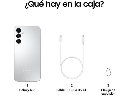 SAMSUNG Galaxy A16 LTE (256 GB) en Gris con 8 GB de RAM, pantalla Super AMOLED FHD+ de 6.7", procesador MediaTek Helio G99 Octa-core, y batería de 5000 mAh