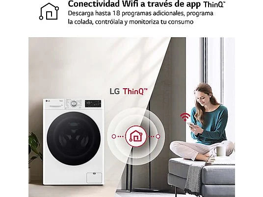 Lavadora LG F4WR5509A1W Serie 550 - 9 kg, 1400 rpm, AI Direct Drive™, Autodosificador, Blanco
