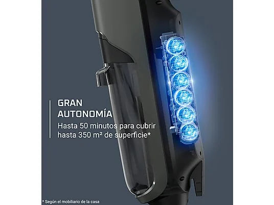 Fregona Eléctrica Inalámbrica Rowenta X-Clean 4 GZ5035 - Aspira y Friega, 50 min, Autolimpieza, 200 W, Gris