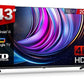 TD SYSTEMS TV DLED 43" 4K UHD (M43C21GLE) con Smart TV, Google TV, y Control por Voz (Hey Google) - Color Negro